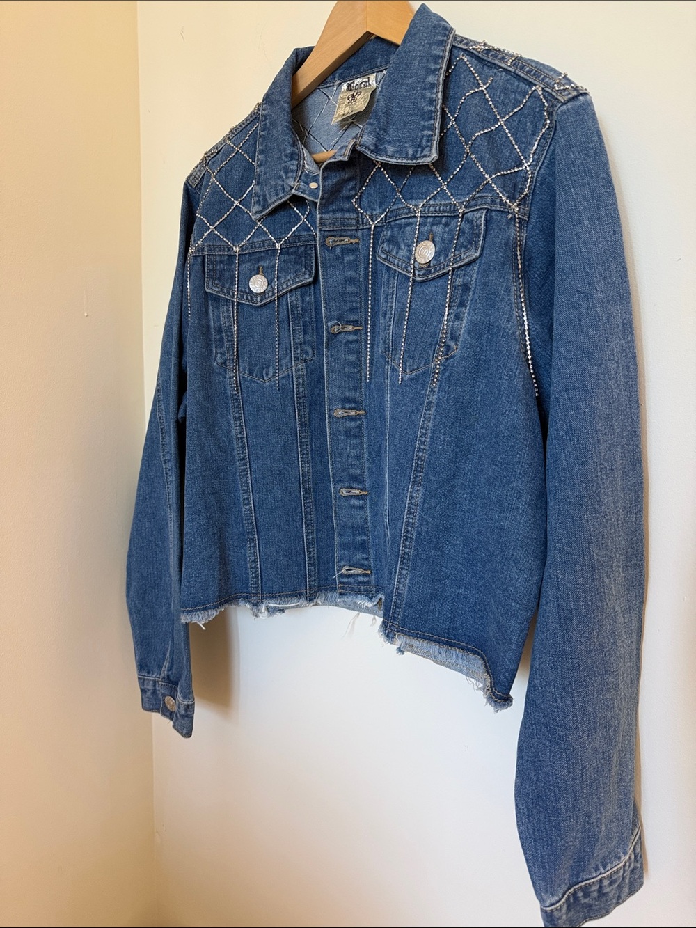 Blue Denim Jacket with Studded Yoke